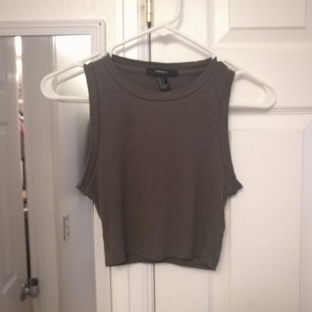 Army Green Ribbed Stretch Tank